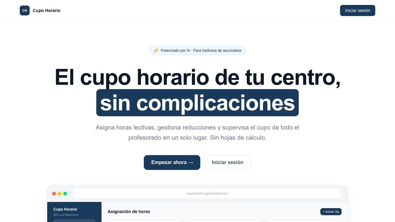 Cupo Horario — inicio