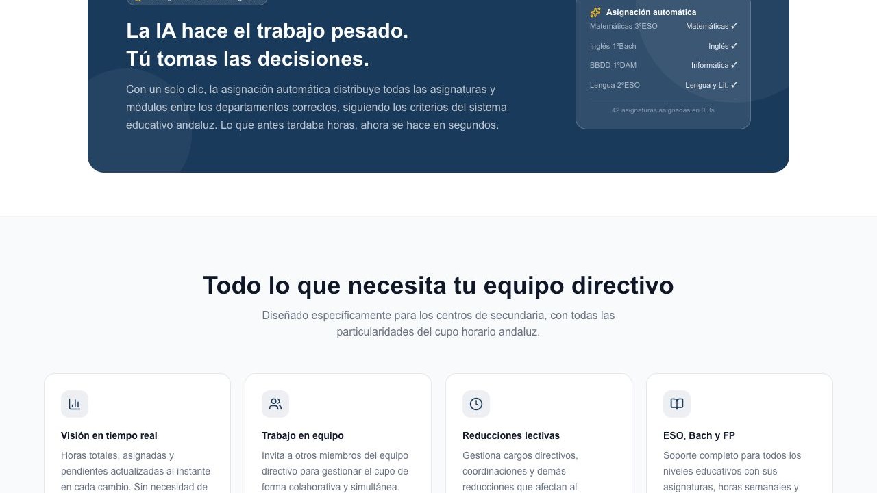 Cupo Horario — panel