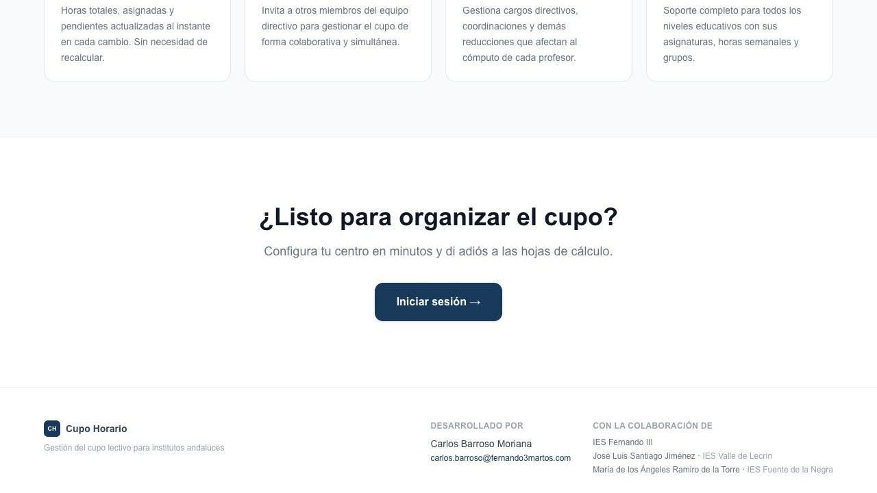 Cupo Horario — detalle